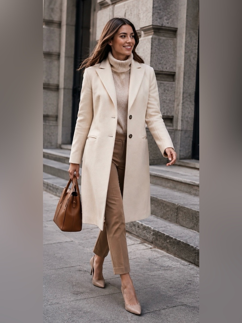 Versace Jeans Couture Cream Long Tailored Trench Coat, M